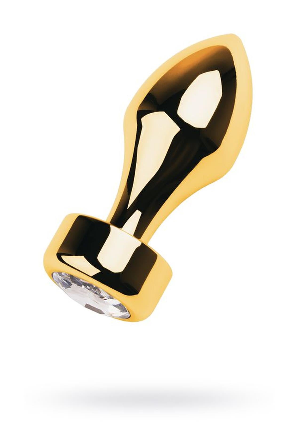 Plug anal TOYFA din metal auriu cu cristal alb 9,5 cm
