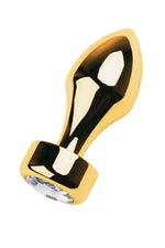 Plug anal TOYFA din metal auriu cu cristal alb 9,5 cm