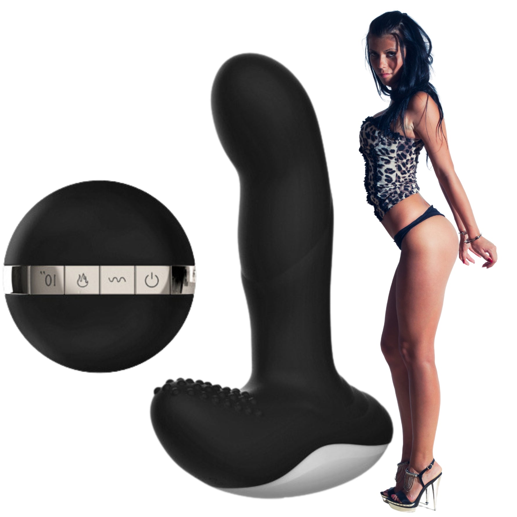 Masaj pentru prostată din silicon cu telecomandă, încălzire USB, 13,5 cm negru