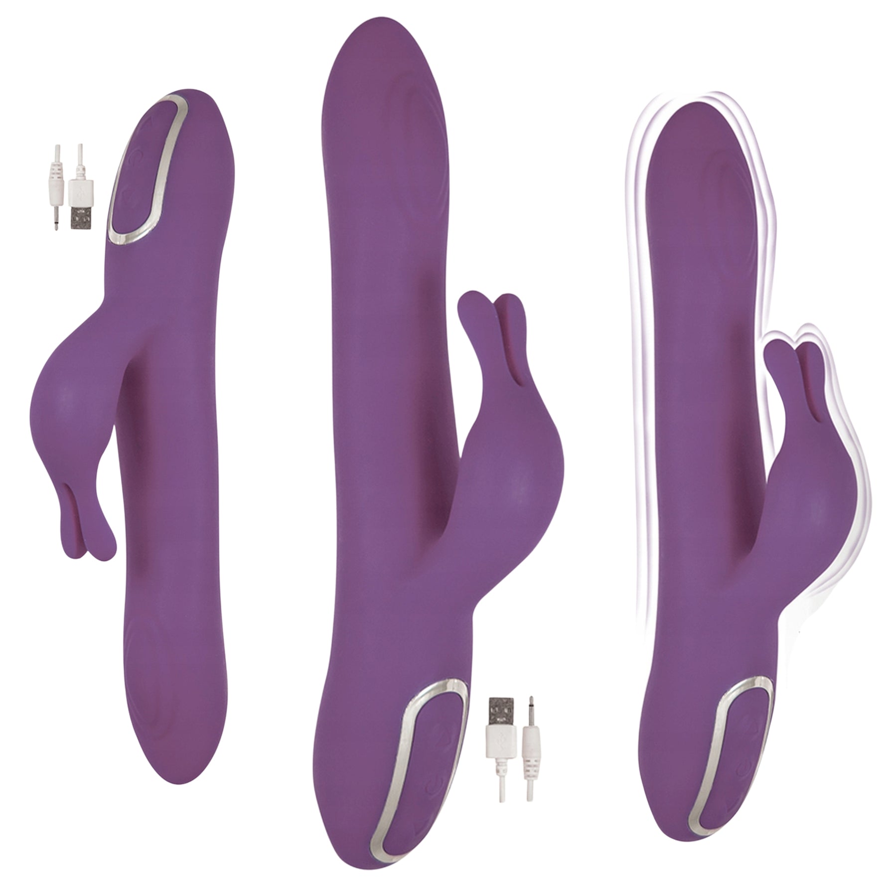 Vibrator Isabella Bunny din silicon, violet, USB, 5 funcții, rezistent la apă