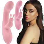 Vibrator USB din silicon Aphrovibe, model iepuraș, 19,5 cm