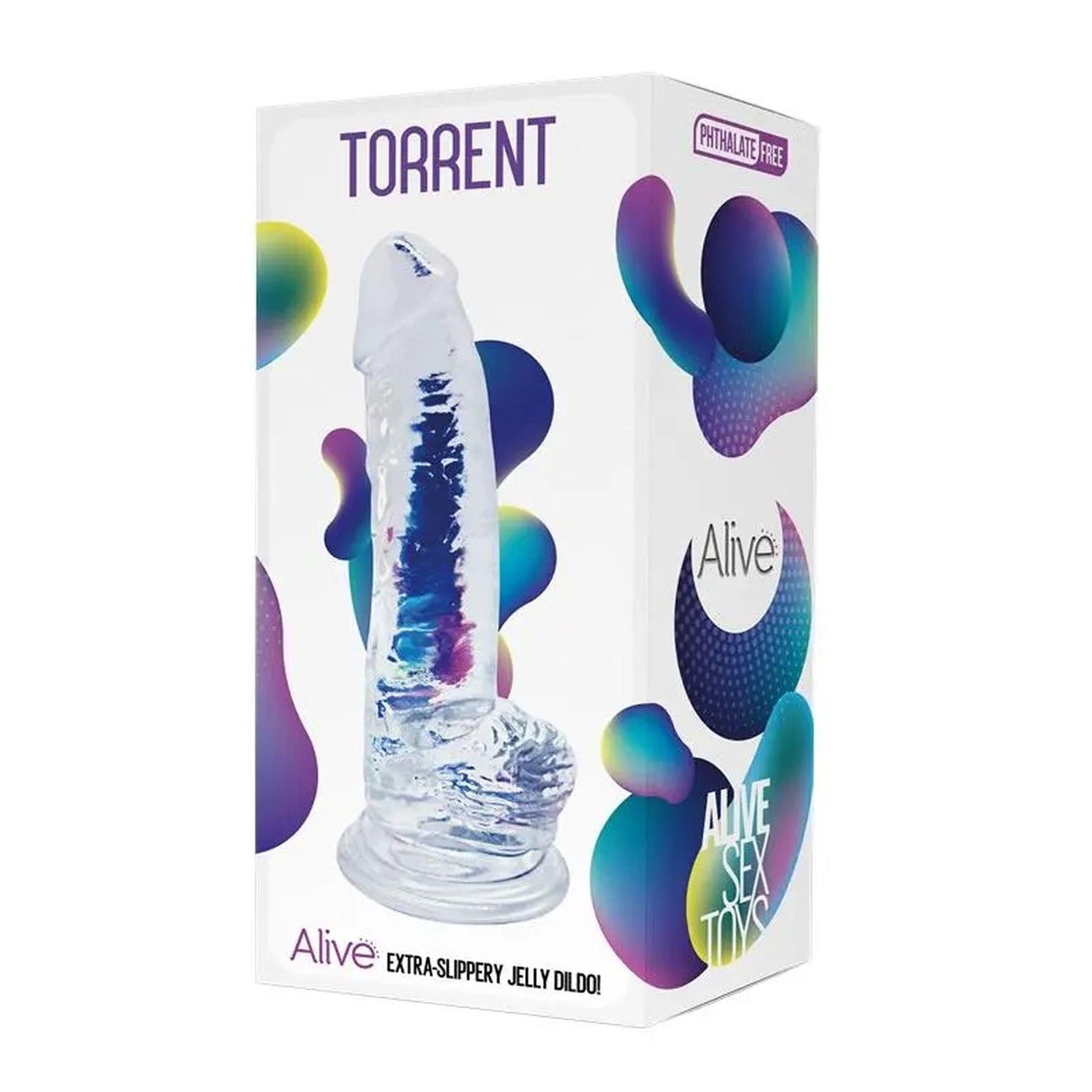 Dildo realist cu gel Torrent Alive transparent 20,6 cm