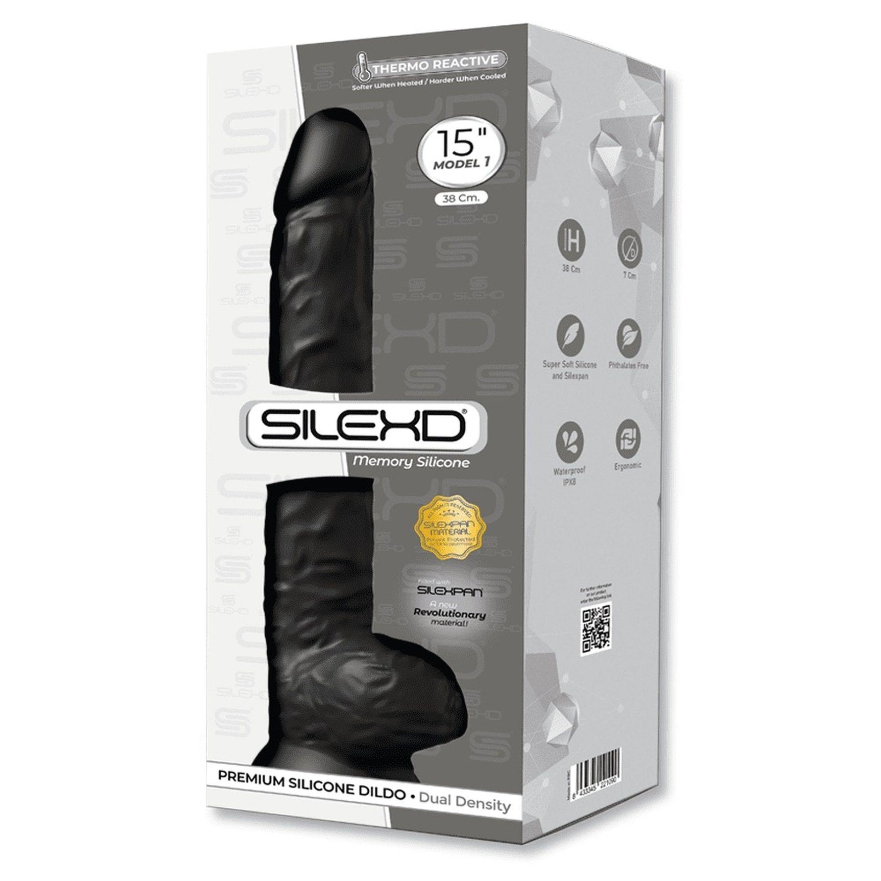 Dildo realist Silexd XXL cu ventuză 38 cm negru