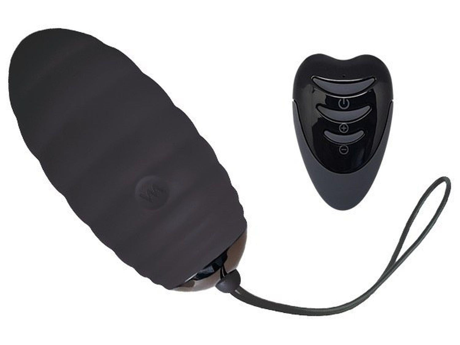 Adrien Lastic Ou Vibrator din Silicon Negru cu Telecomandă 7,5 cm