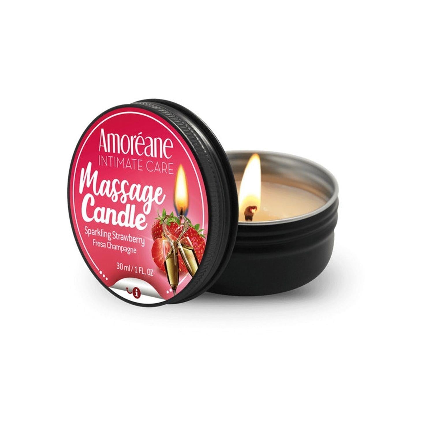 Lumânare de masaj cu căpșuni Amoreane 30ml