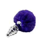 Plug anal metalic Alive cu pompom violet 7 cm