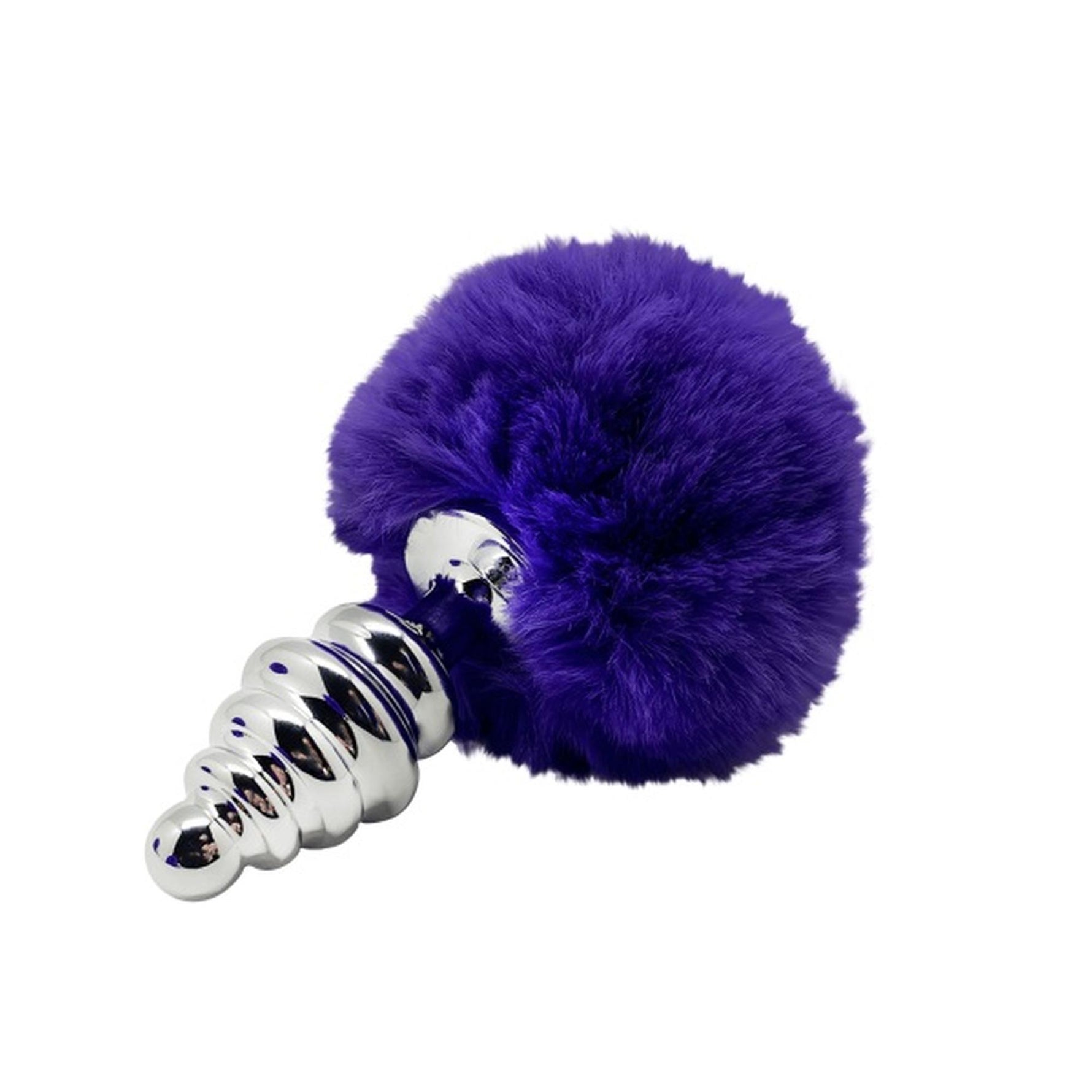Plug anal metalic Alive cu pompom violet 7 cm