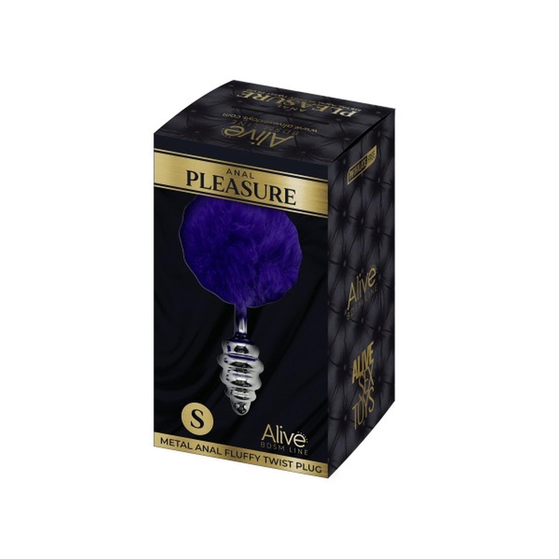 Plug anal metalic Alive cu pompom violet 7 cm