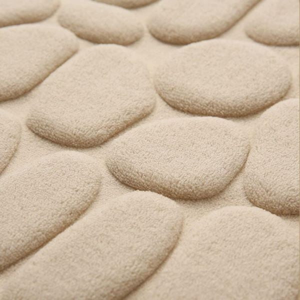 Covoras pentru Baie Antiderapant, Flippy, Uscare Rapida, Model 3D Piatra, 40x60 cm, Bej