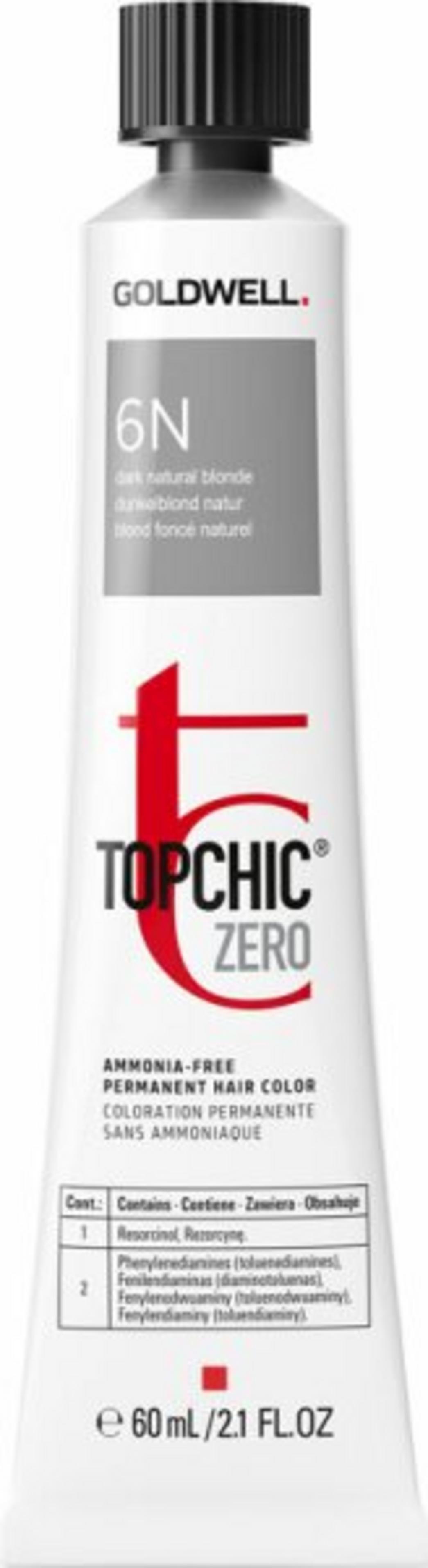 Goldwell, TopChic Zero, Vopsea permanentă de păr, 6N Dark Natural Blonde, 60 ml