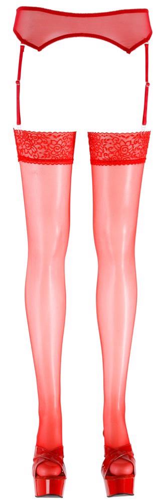 Ciorapi Cottelli LEGWEAR cu dantelă, roșii, 20 den