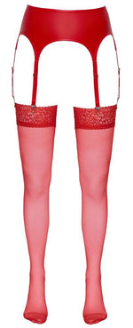 Ciorapi Cottelli LEGWEAR cu dantelă, roșii, 20 den
