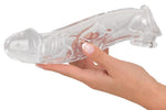 Extensor de penis transparent, transparent, cu inel, 23 cm