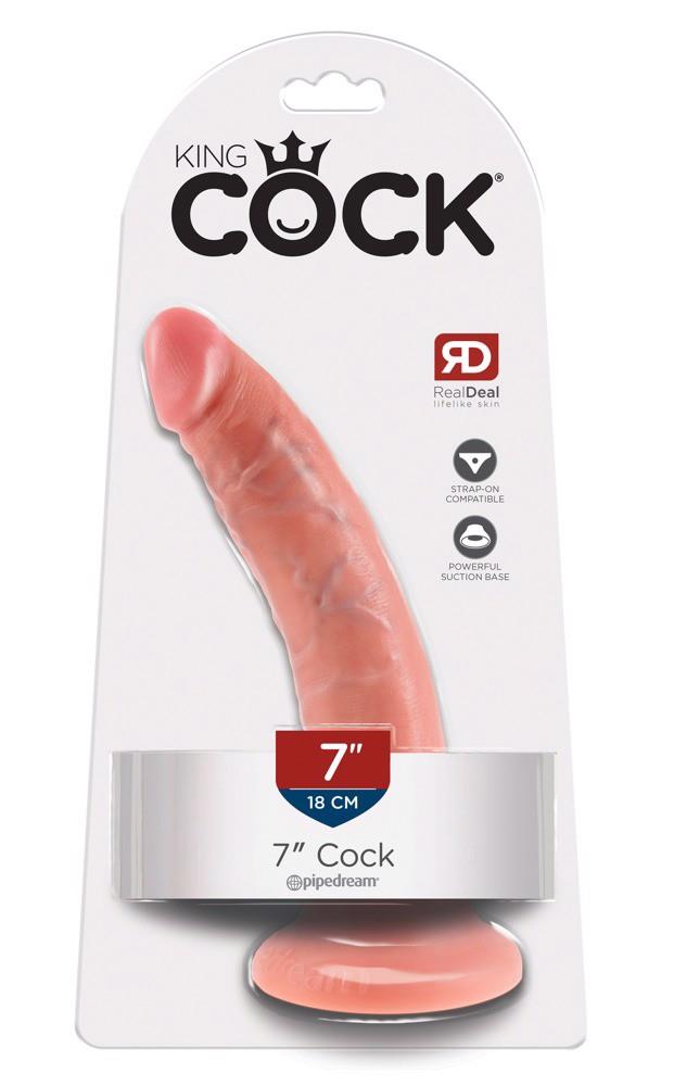 Dildo King Cock cu ventuză, 7 inci, culoarea pielii, 20,5 cm