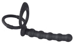 Inel pentru penis din silicon Black Velvets cu dildo anal
