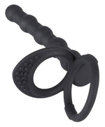 Inel pentru penis din silicon Black Velvets cu dildo anal