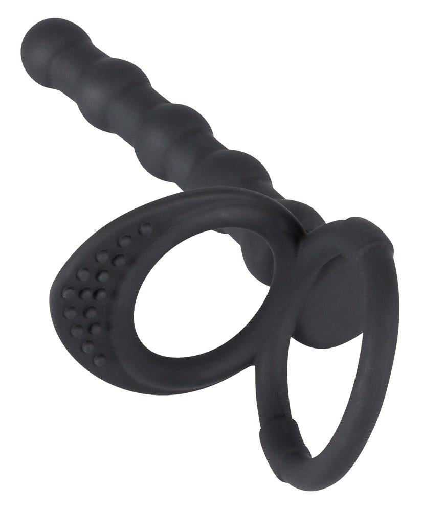 Inel pentru penis din silicon Black Velvets cu dildo anal