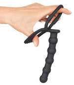 Inel pentru penis din silicon Black Velvets cu dildo anal