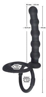 Inel pentru penis din silicon Black Velvets cu dildo anal