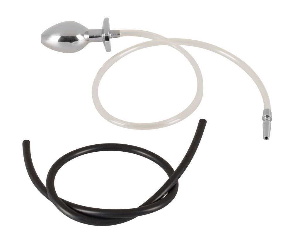 Plug de penis din oțel cu dop anal și tub 76 cm