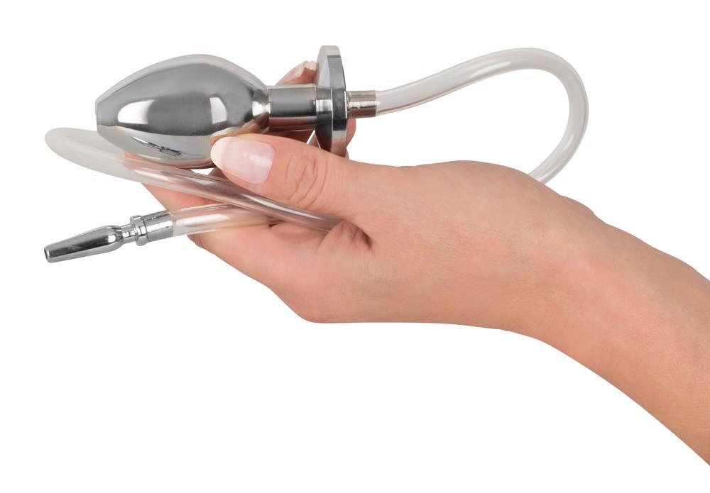 Plug de penis din oțel cu dop anal și tub 76 cm