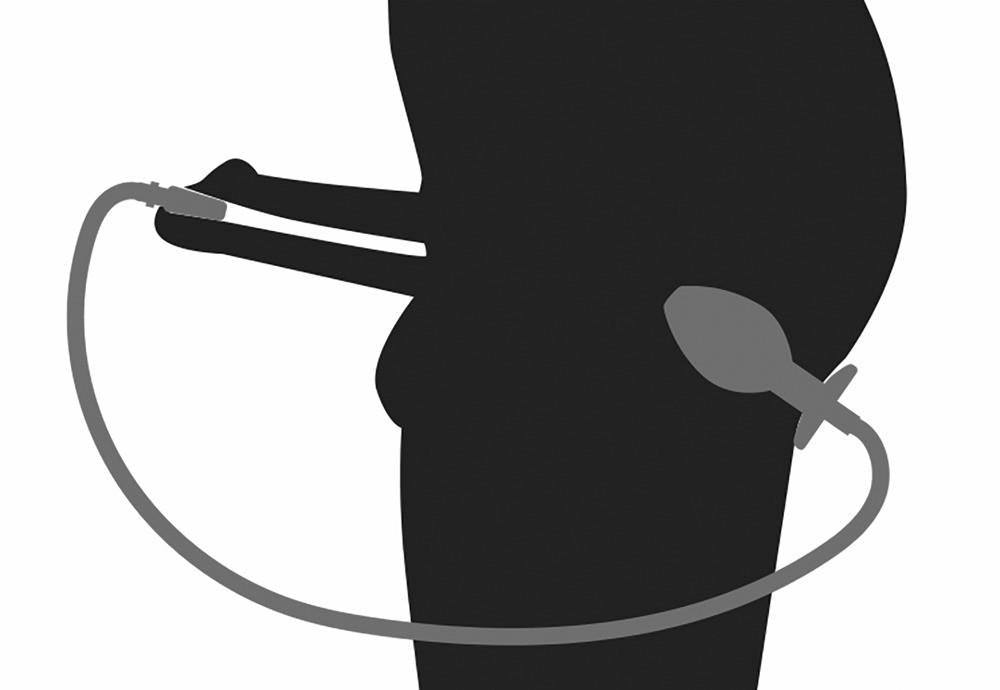 Plug de penis din oțel cu dop anal și tub 76 cm