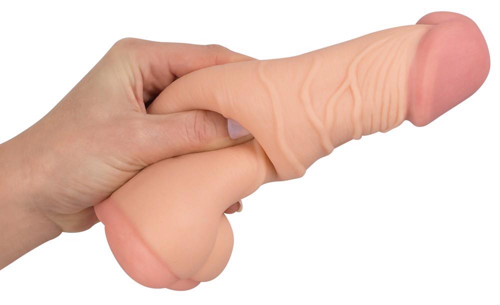 Masturbator Nature Skin 2 în 1, extensie de penis TPE, 21 cm