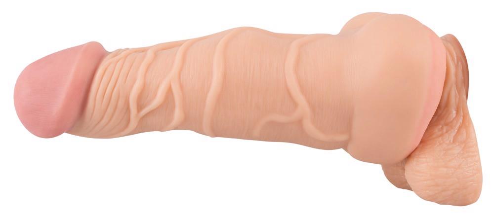 Masturbator Nature Skin 2 în 1, extensie de penis TPE, 21 cm