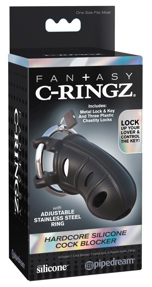 Cușcă pentru penis Fantasy C-Ringz din silicon cu încuietoare 9,5 cm