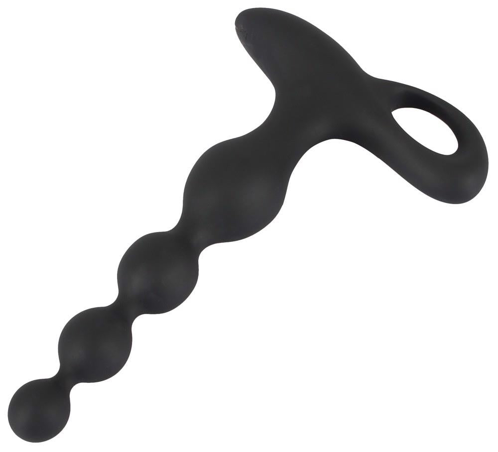 Bile anale vibratoare Black Velvets din silicon, 20 cm, USB