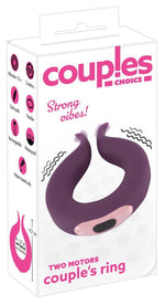 Inel vibrant pentru penis cu motor dublu din silicon USB Couples Choice