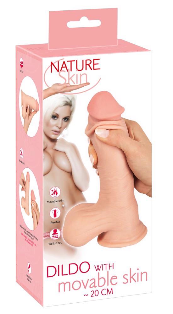 Dildo realist Nature Skin cu piele mobilă 19,9 cm TPE