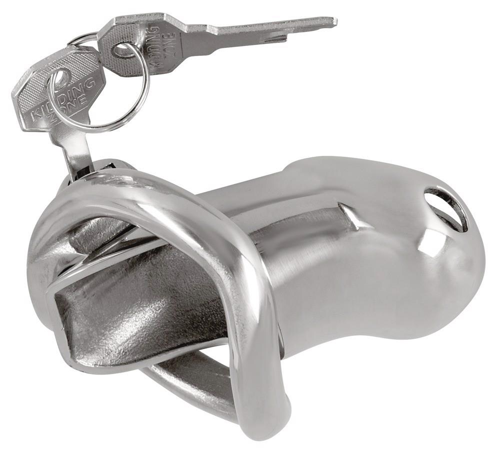 Cușcă pentru penis Fetish Collection din oțel cu încuietoare 8 cm