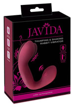 Vibrator Javida Thumping Shaking din silicon, în formă de iepuraș, 17 cm, USB