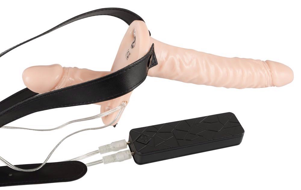 Strap on Duo cu vibrator dublu You2Toys 27 5 cm