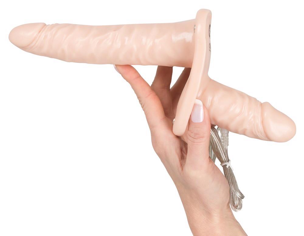 Strap on Duo cu vibrator dublu You2Toys 27 5 cm