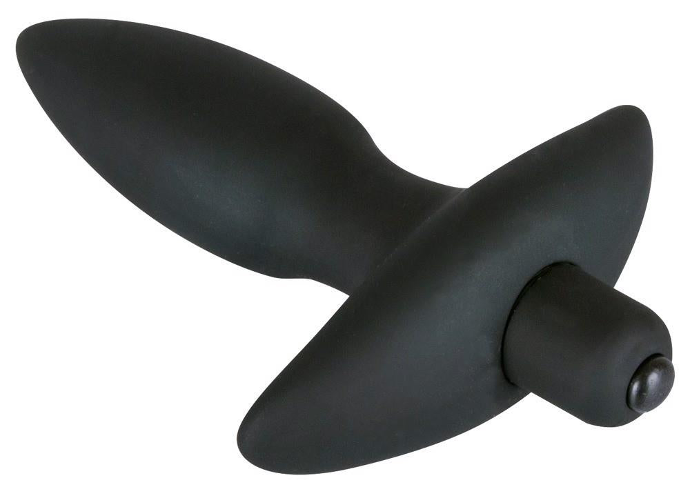 Plug anal vibrant Black Velvets, silicon negru, mic, 13 cm