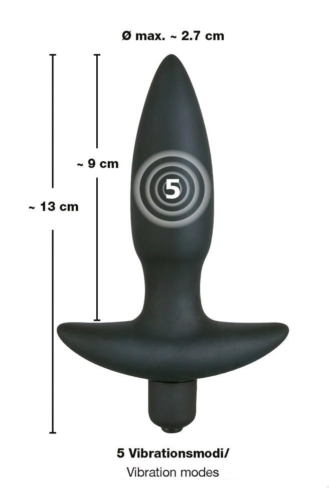 Plug anal vibrant Black Velvets, silicon negru, mic, 13 cm