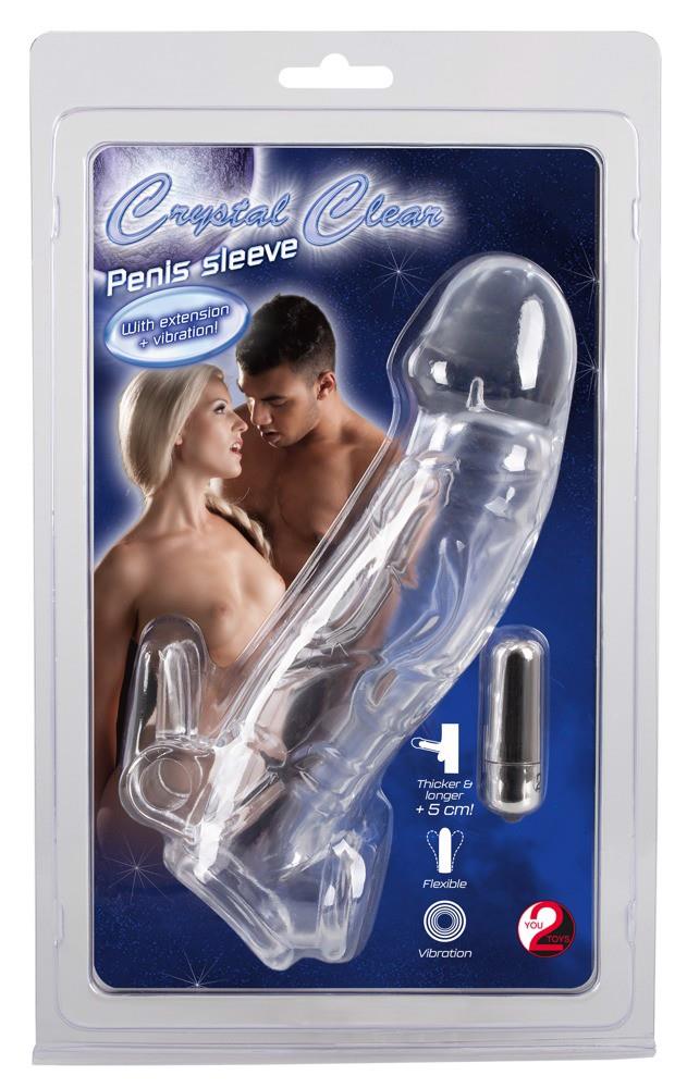 Extensor de penis transparent cu vibrații, 23 cm