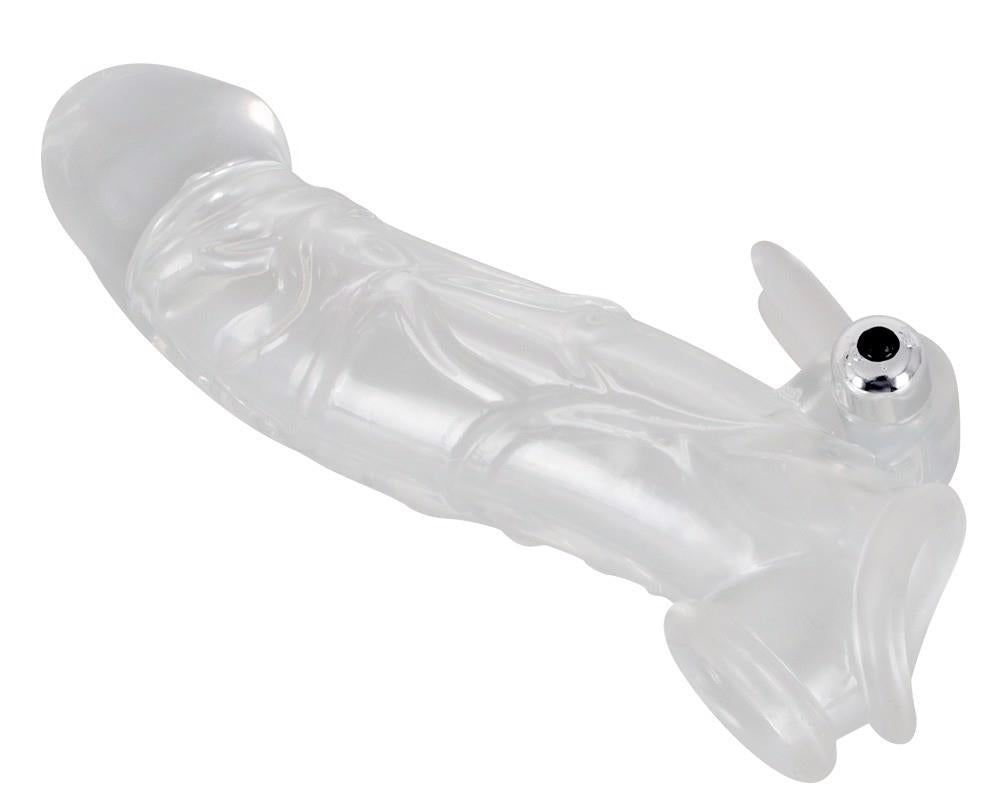 Extensor de penis transparent cu vibrații, 23 cm