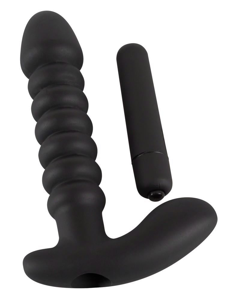 Vibrator anal din silicon Black Velvets, negru, 17 cm