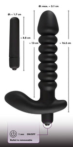 Vibrator anal din silicon Black Velvets, negru, 17 cm