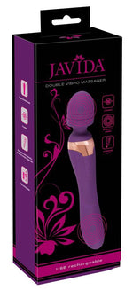 Vibrator dublu masaj Javida silicon violet USB 22 cm