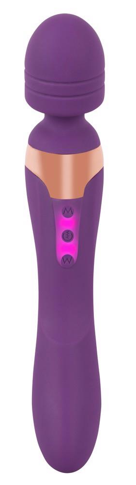 Vibrator dublu masaj Javida silicon violet USB 22 cm