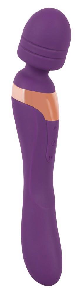 Vibrator dublu masaj Javida silicon violet USB 22 cm