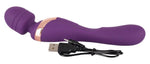 Vibrator dublu masaj Javida silicon violet USB 22 cm