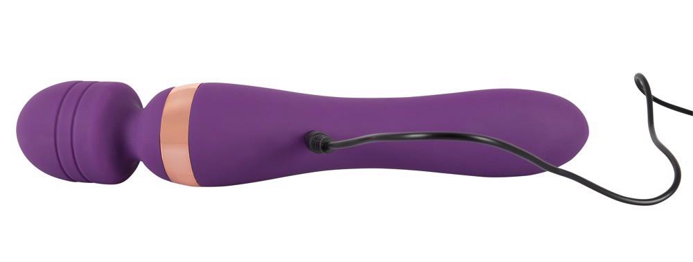 Vibrator dublu masaj Javida silicon violet USB 22 cm