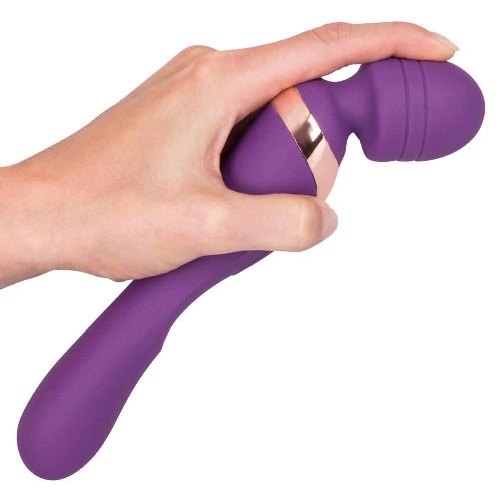 Vibrator dublu masaj Javida silicon violet USB 22 cm