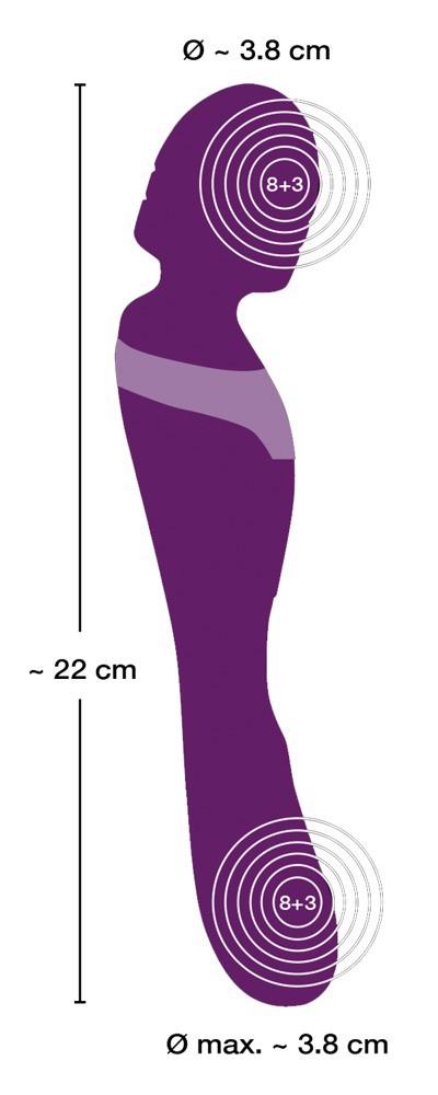 Vibrator dublu masaj Javida silicon violet USB 22 cm
