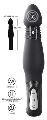 Vibrator anal You2Toys cu șoc, silicon negru, 23,5 cm
